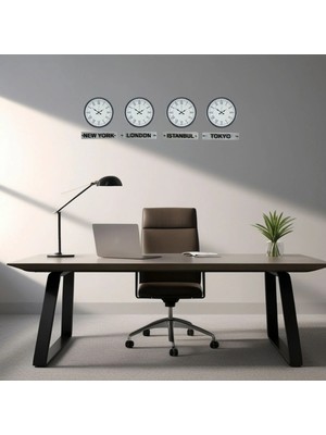 Dinç Store 44 Gri 4’lü 36 cm Tabelalı Dünya Saatleri
