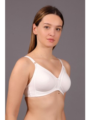 NEWBRA LINGERIE Kadın Balensiz/telsiz Dolgusuz Kapsız Süngersiz Desteksiz B Kap Toparlayıcı Minimizer Pamuklu Sütyen - Ekru