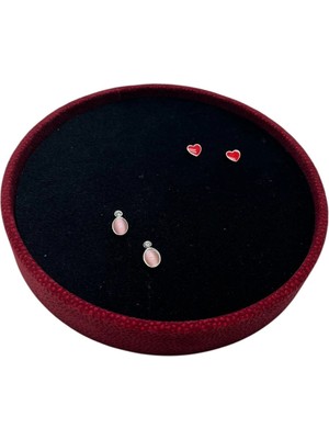 Megass Dekor Silindir Model Süet Kumaş 20/20 cm Batırmalı Siyah-Kırmızı Küpe-Piercing Tablası