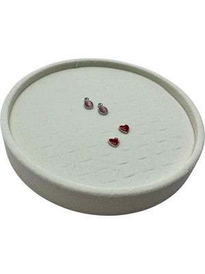 Megass Dekor Silindir Model Süet Kumaş 20/20 cm Batırmalı Krem Küpe-Piercing Tablası