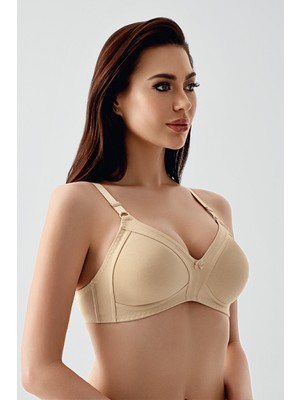 NEWBRA LINGERIE Kadın Balensiz/telsiz Dolgusuz Kapsız Süngersiz Desteksiz B Kap Toparlayıcı Minimizer Pamuklu Sütyen - Ten