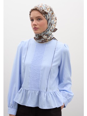 Fresh Scarfs Cherry Blossom Desen Pamuklu Viskon Eşarp Çikolata Kahve