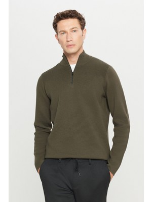 Altınyıldız Classics Pamuklu Slim Fit Dar Kesim Bato Yaka Dokulu Triko Kazak