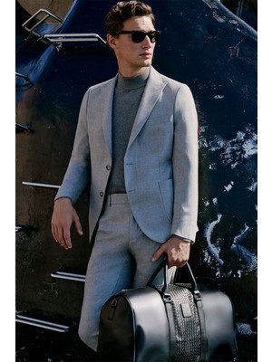 Altınyıldız Classics Yünlü Slim Fit Dar Kesim Kırlangıç Yaka Esnek Bel Takım Elbise