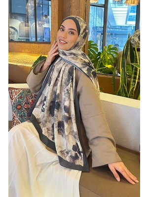 Lamelif Batik Çiçek Desen Bambu Şal Koyu Yeşil