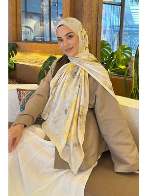 Lamelif Gül Desen Bambu Şal Sarı