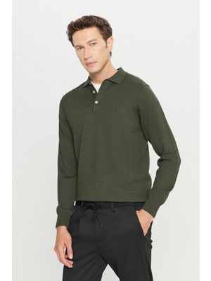 Altınyıldız Classics Yünlü Standart Fit Normal Kesim Polo Yaka Basic Triko Kazak