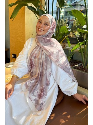 Lamelif Gül Çiçek Desen Lara Soft Şal Taş