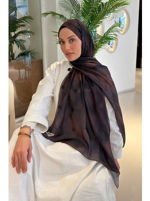 Lamelif Batik Desen Soft Şal Acı Kahverengi