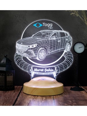 Sevgilambası Togg T10X Araba Kişiye Özel 3D LED Lamba, Togg Hediyesi, Elektrikli Araba Tutkunlarına Isimli Masa Lambası