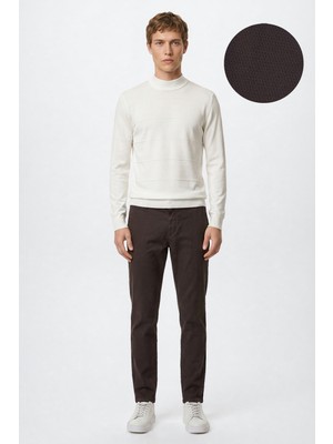 Altınyıldız Classics Pamuklu Slim Fit Dar Kesim Yan Cepli Armürlü Esnek Casual Pantolon
