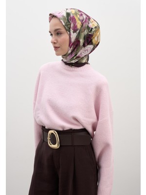 Fresh Scarfs Rose Breeze Desen Pamuklu Viskon Eşarp Mürdüm