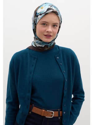 Fresh Scarfs Lotus Desen Pamuklu Viskon Eşarp Acı Kahve