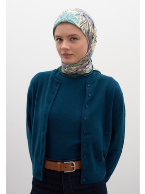 Fresh Scarfs Vintage Garden Desen Pamuklu Viskon Eşarp Petrol