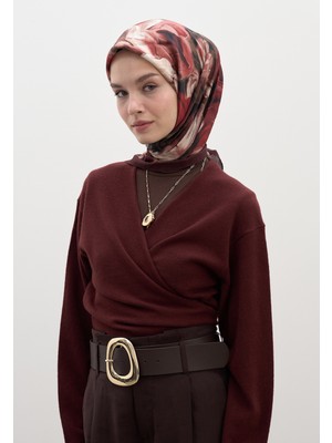Fresh Scarfs Midnight Floral Desen Pamuklu Viskon Eşarp Bordo