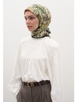 Fresh Scarfs Vintage Garden Desen Pamuklu Viskon Eşarp Yeşil