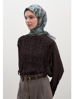 Fresh Scarfs Gisele Desen Pamuklu Viskon Eşarp Soft Mavi
