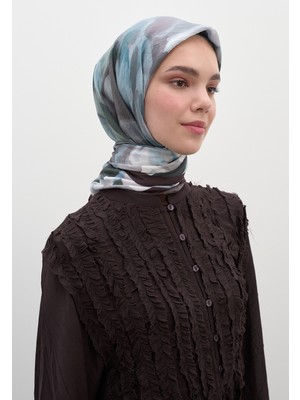 Fresh Scarfs Gardenia Desen Pamuklu Viskon Eşarp Mavi