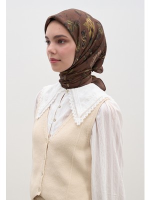 Fresh Scarfs Gisele Desen Pamuklu Viskon Eşarp Kahve