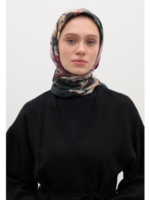 Fresh Scarfs Midnight Floral Desen Pamuklu Viskon Eşarp Petrol