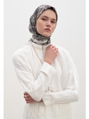 Fresh Scarfs Secret Elegance Desen Pamuklu Viskon Eşarp Antrasit