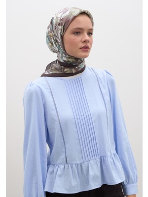 Fresh Scarfs Vintage Garden Desen Pamuklu Viskon Eşarp Kahverengi