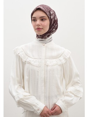Fresh Scarfs Secret Elegance Desen Pamuklu Viskon Eşarp Bordo