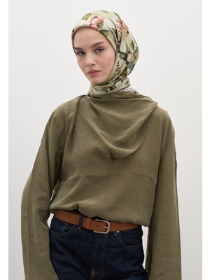 Fresh Scarfs Flower Rain Desen Pamuklu Viskon Eşarp Soft Yeşil