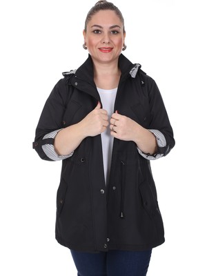 Brendon Kadın Büyük Beden Mevsimlik Trençkot 595 Siyah/black 21S32000595