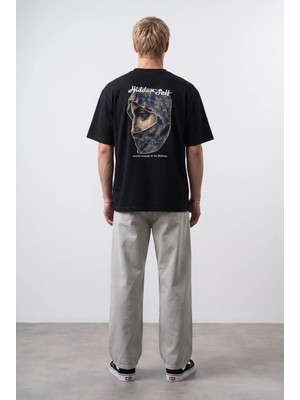 Respire Erkek Hidden Self Baskılı Oversize T-Shirt Siyah