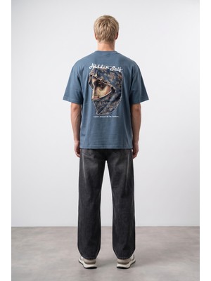 Respire Erkek Hidden Self Baskılı Oversize T-Shirt Petrol
