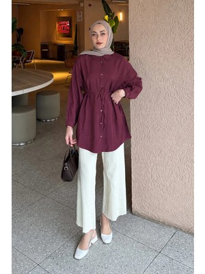 Lamelif Bağlamalı Gömlek Mürdüm