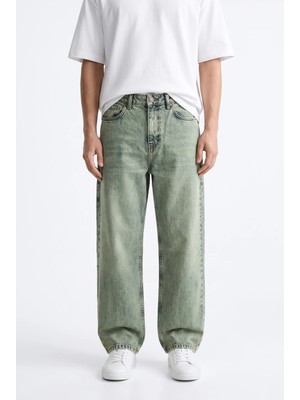 Respire Erkek Washed Basic Baggy Jean Yeşil