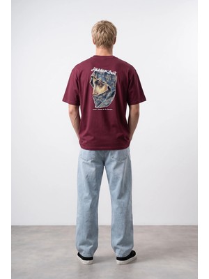 Respire Erkek Hidden Self Baskılı Oversize T-Shirt Bordo