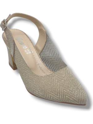 Desire Shoes Desire 354-26 Simli Mozaik Desenli Nikelajlı Kalın Topuk Kadın Ayakkabı