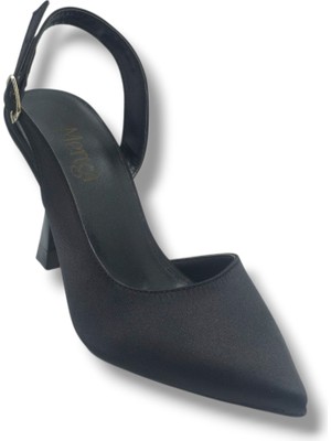 Mengi 693-26 Parlak Saten Arkası Açık Kadın Stiletto(8,5cm)