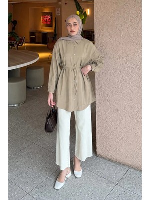 Lamelif Bağlamalı Gömlek Haki