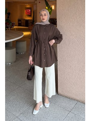 Lamelif Bağlamalı Gömlek Acı Kahverengi