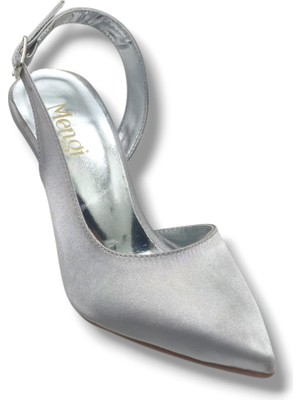 Mengi 693-26 Parlak Saten Arkası Açık Kadın Stiletto(8,5cm)