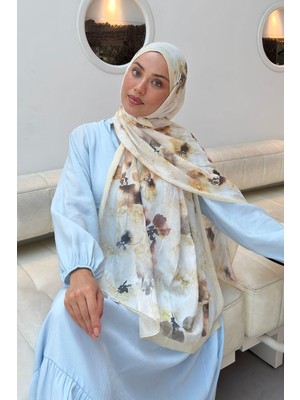 Lamelif Batik Çiçek Desen Bambu Şal Sarı