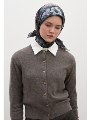 Fresh Scarfs Rosine Desen Pamuklu Viskon Eşarp Antrasit