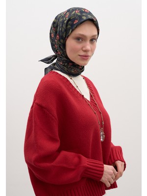 Fresh Scarfs Leana Desen Pamuklu Viskon Eşarp Siyah