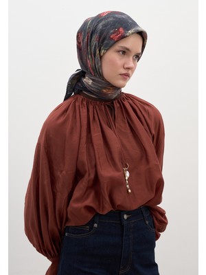Fresh Scarfs Evelyne Desen Pamuklu Viskon Eşarp Siyah