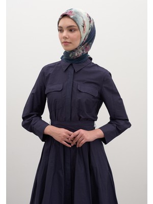 Fresh Scarfs Marielle Desen Pamuklu Viskon Eşarp Lacivert