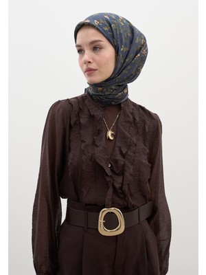 Fresh Scarfs Leana Desen Pamuklu Viskon Eşarp Lacivert