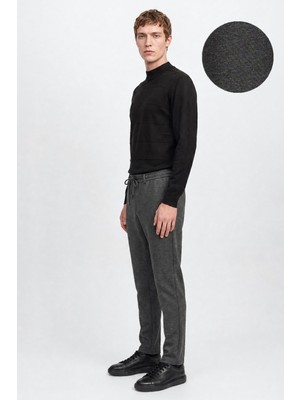 Altınyıldız Classics Slim Fit Dar Kesim Beli Bağlamalı Yan Cepli Diagonal Desenli Esnek Casual Pantolon