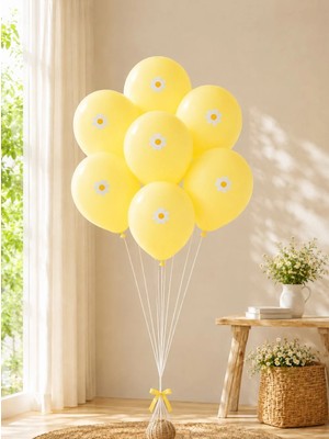 Papatya Temalı Makaron Sarı Balon Seti Doğum Günü Balon Seti