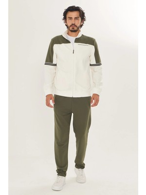 Trendhill Erkek Pamuklu Dik Yaka Eşofman Takımı K.beyazı-Haki -9537