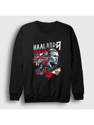 Presmono Unisex Siyah Nor Haaland Erling Futbol Sweatshirt