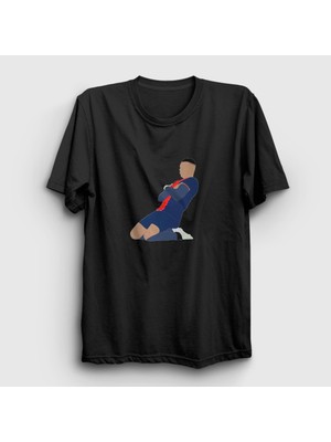 Presmono Unisex Siyah Kylian Mbappe Goal Futbol T-Shirt